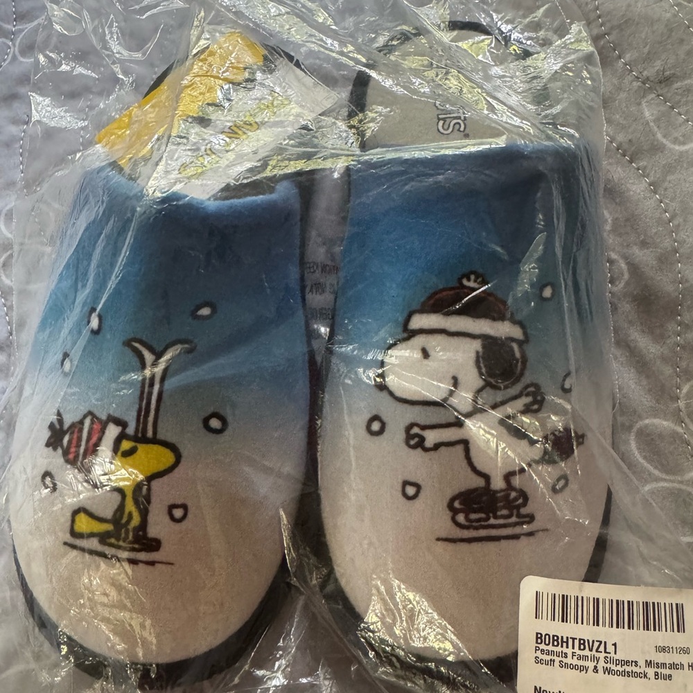 NEW Peanuts Blue and Yellow Slippers